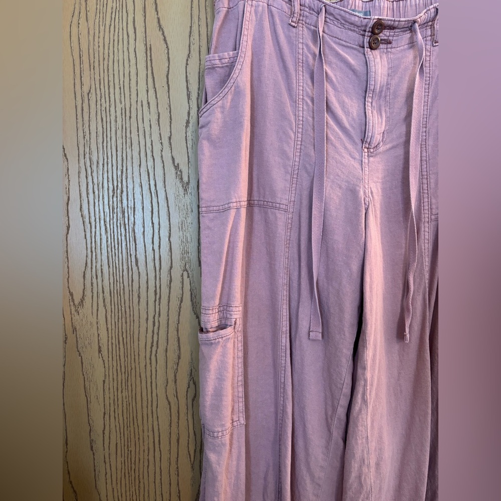 Maurices Wide Leg Linen Drawstring Cargo Pants - Picture 2 of 10